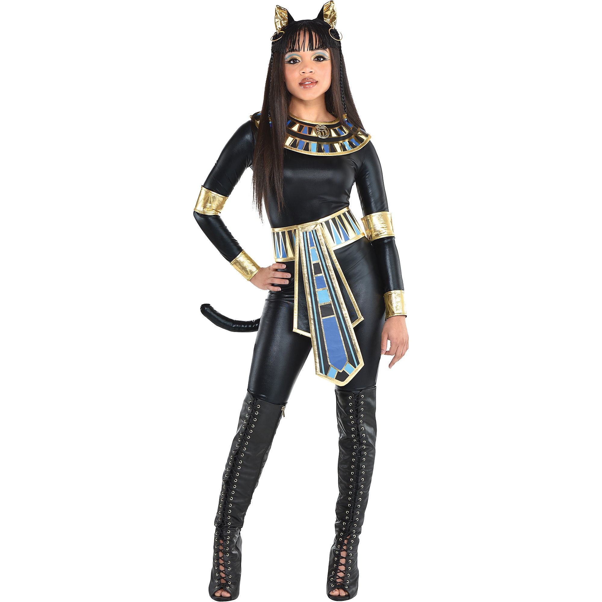 Party City Egyptian Bastet Goddess Halloween Costume For Women With Accessories