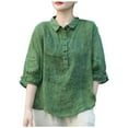 thumbnail image 3 of Bovxnpu 3/4 Sleeve T Shirts Collared 3/4 Sleeve Classic Blouse Soft Breathable Office Summer Tops (Women's or Women's Plus), 3 of 4