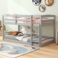 thumbnail image 2 of Costway Twin over Twin Low Bunk Bed with Guardrails Integrated Ladder Kids Wooden Grey, 2 of 10