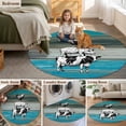thumbnail image 6 of 4ft Washable Round Rug, Farm Animal Non-Slip Circle Area Rug for Living Room Bedroom, Chicken Pig Cow Farmhouse Blue Wood Grain Indoor Floor Mat for Home Decor, 6 of 9