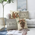 thumbnail image 2 of Hello Winter Pine Cone Decorative Throw Pillow Cover Set of 4, Let It Snow Wooden Christmas Tree Cushion Case Decor, Bow-Knot Berry Snowflake Pillowcase Decorations for Sofa Couch 18 x 18, 2 of 5
