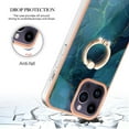 thumbnail image 5 of ELEHOLD Plating Rugged Case For iPhone 15 Pro Slim Marble Pattern Heavy Duty Shockproof Stand Cover, with Shiny Rotating Ring Stand, Green, 5 of 8