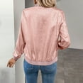 thumbnail image 5 of RYRJJ Women's Shiny Metallic Bomber Jacket Lightweight Zip Up Long Sleeve Fashion Jackets Casual Party Outwear Coat(Pink,XL), 5 of 9