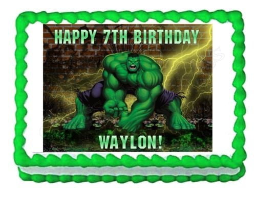 Marvel Avengers the Hulk Angry Brick Wall Background Edible Cake Topper Image