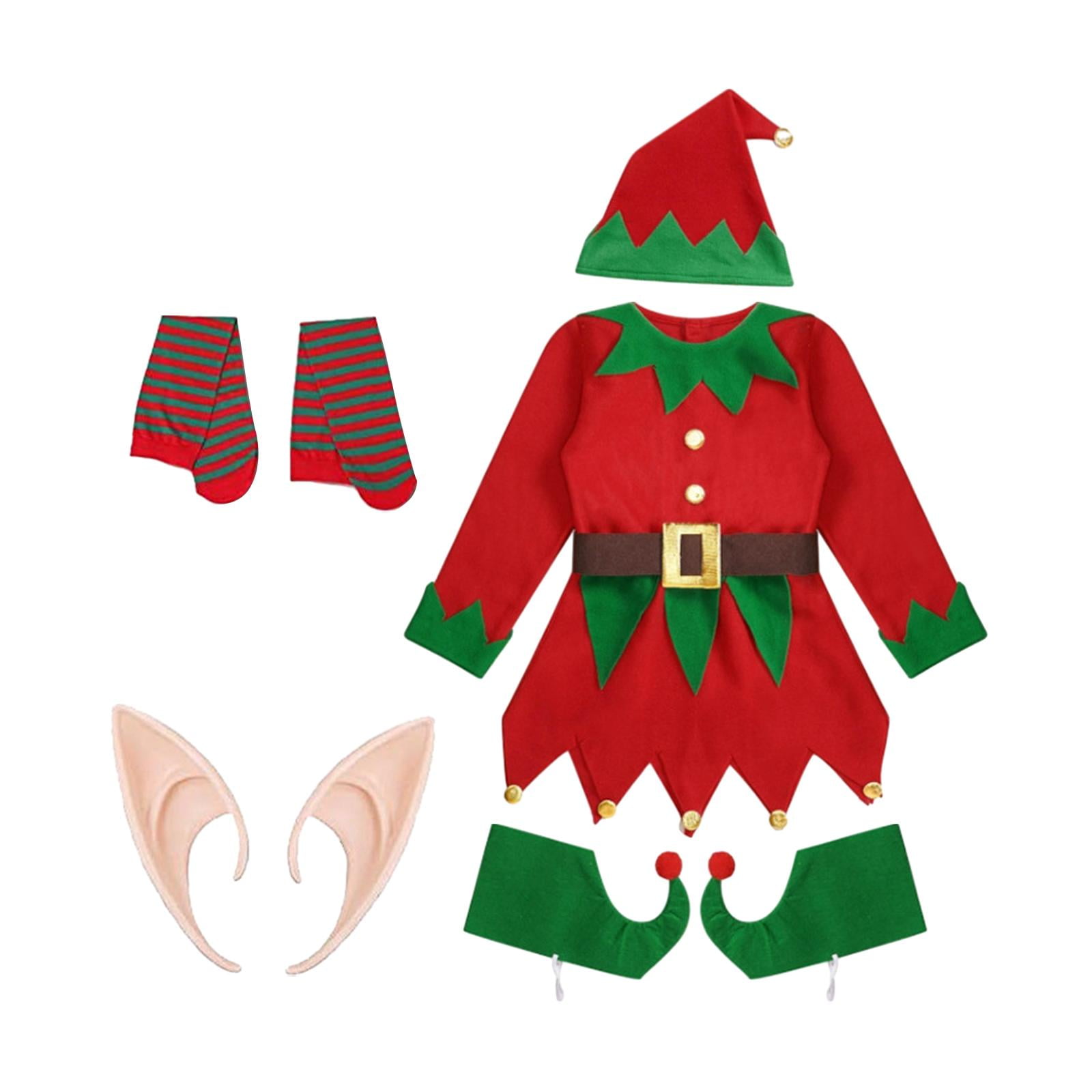 Christmas Elf Costumes Clothes Fancy Dress Shoe Covers with Hat