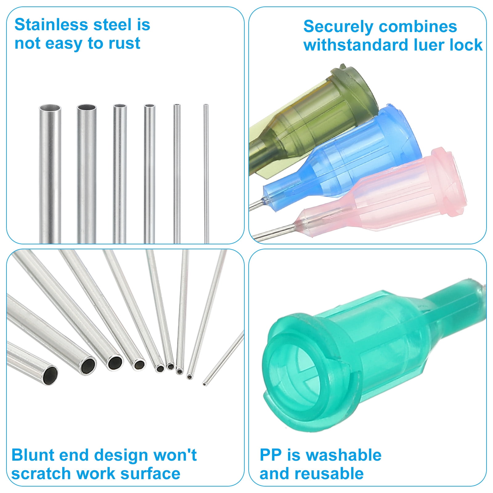 Uxcell Bent Blunt Tip Dispensing Needles, 200 Pcs 0.5 Inch 32G Industrial Liquid Dispenser Needle with Lure Lock