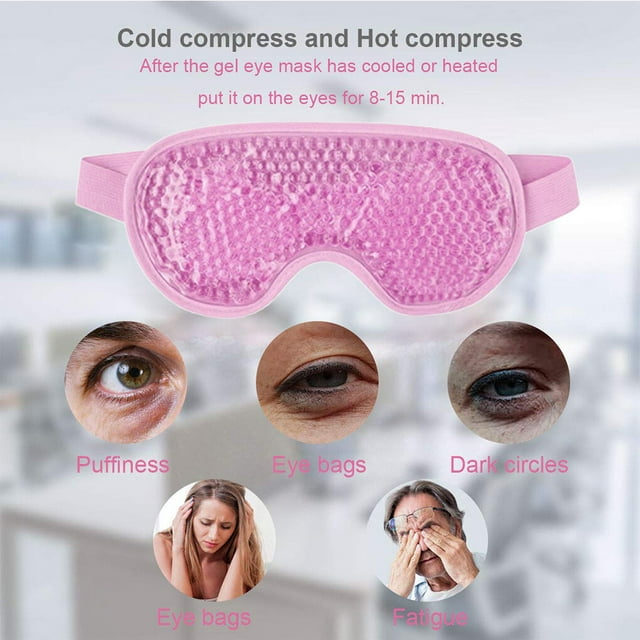pitrice Eye Patch PVC Fabric Blindfold Hot Cold Compress Eyepatch Elastic Sleeping Eye Protection, Light Red