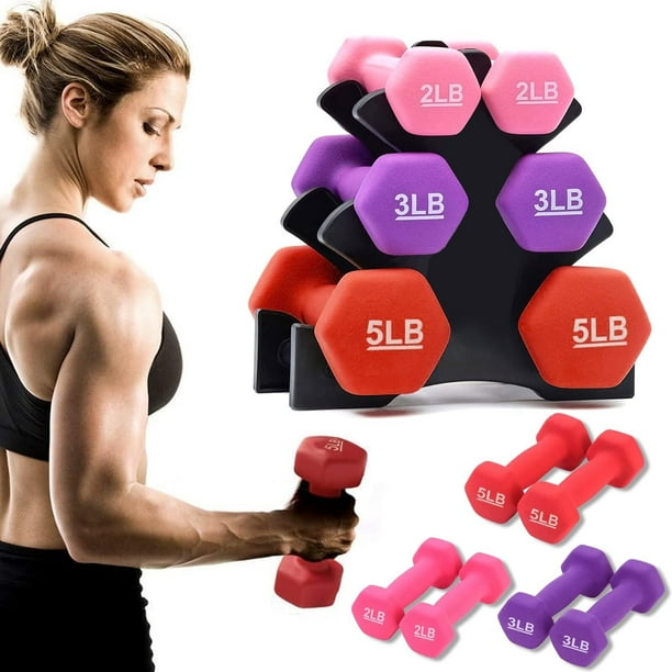 Mancuernas Fitness De Neopreno Hexagonales Con Base Incluida,pesas Para Ejercicio En Casa,Ideal Para Ejercicio En Casa, Kit De Pesas,Entrenamiento Y Gimnasio Para Hombres Y Mujeres (6 PCS)