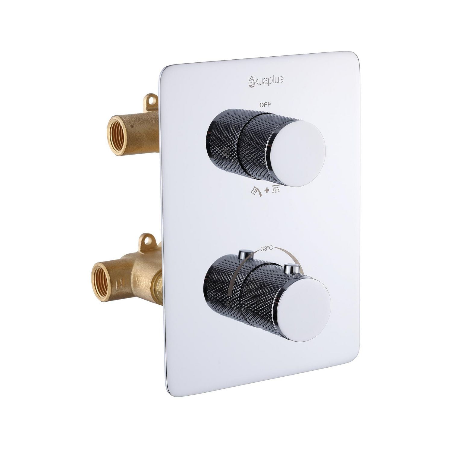 Square 3-functions thermostatic valve, Magnetic handheld shower, bath spout or simultaneously, chrome finish