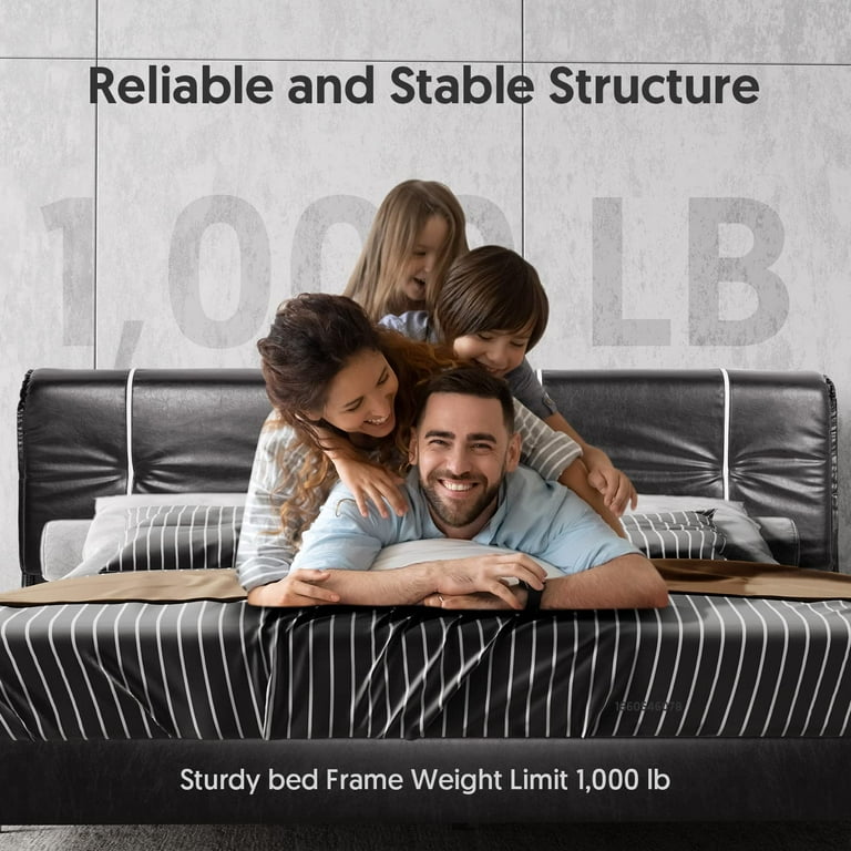 BONSOIR Queen Size Bed Frame Upholstered Low Profile Modern
