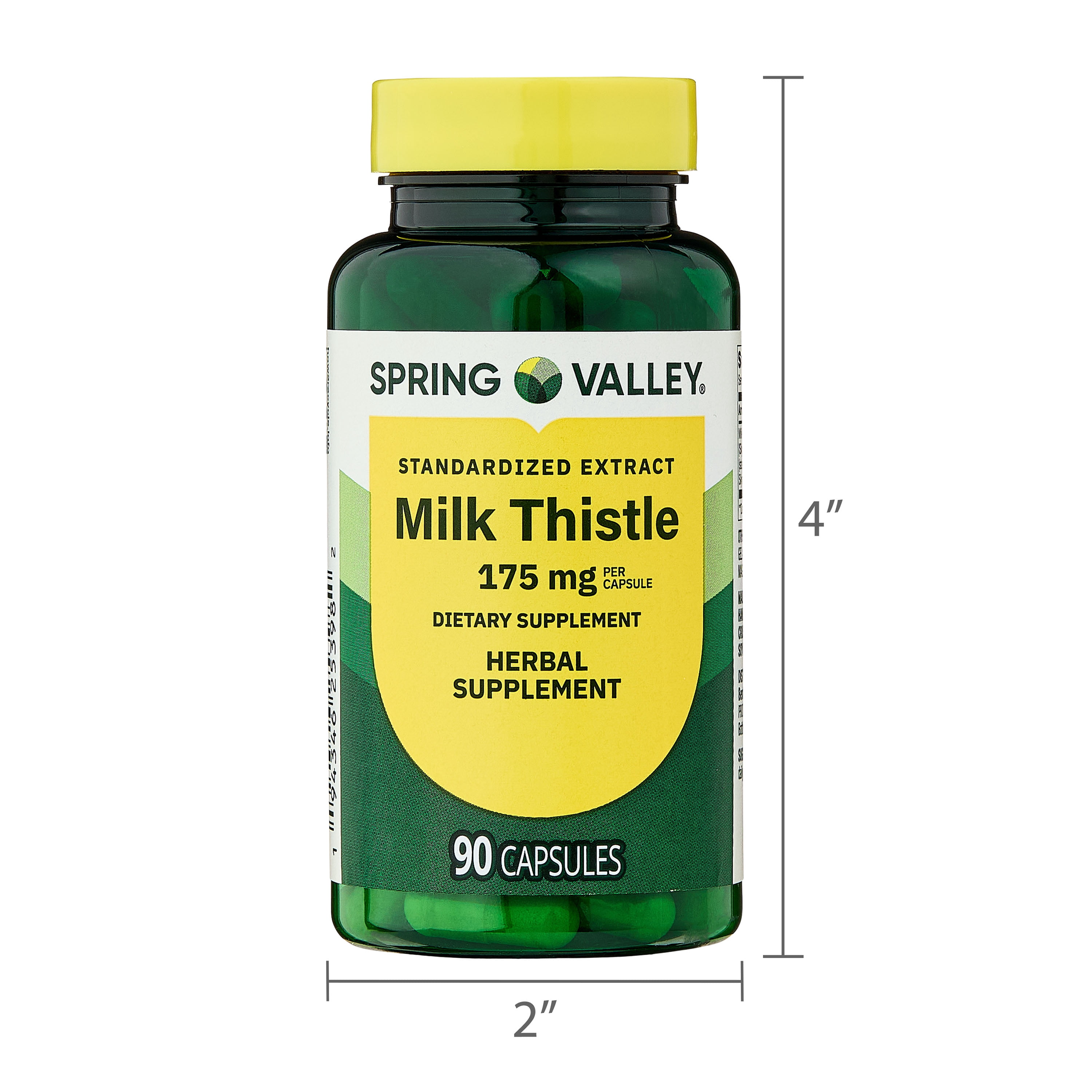 (3 pack) Spring Valley Standardized Extract Milk Thistle Dietary Supplement Capsules, 175 mg, 90 Gelatin Capsules