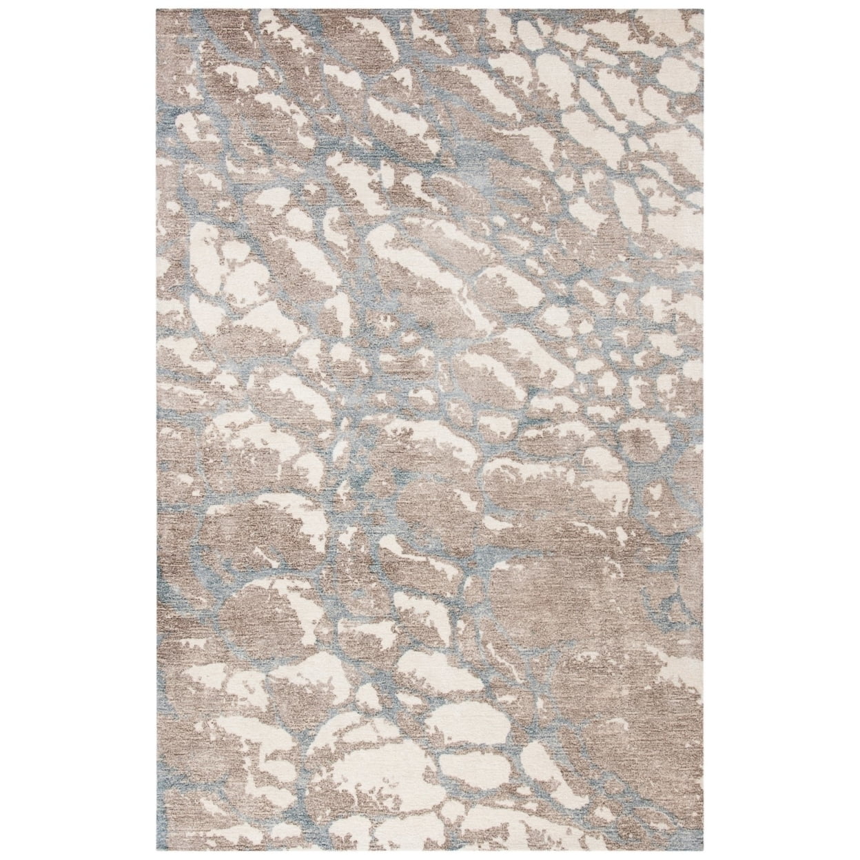 SAFAVIEH Restoration Vintage Conway Abstract Distressed Area Rug, Light Brown/Ivory, 6' x 6' Round