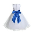 thumbnail image 3 of Ekidsbridal White Royal Blue Tulle Rattail Edge Flower Girl Dress Princess Beauty Pageant Junior Bridesmaid Wedding Communion Baptism 829S 4, 3 of 3