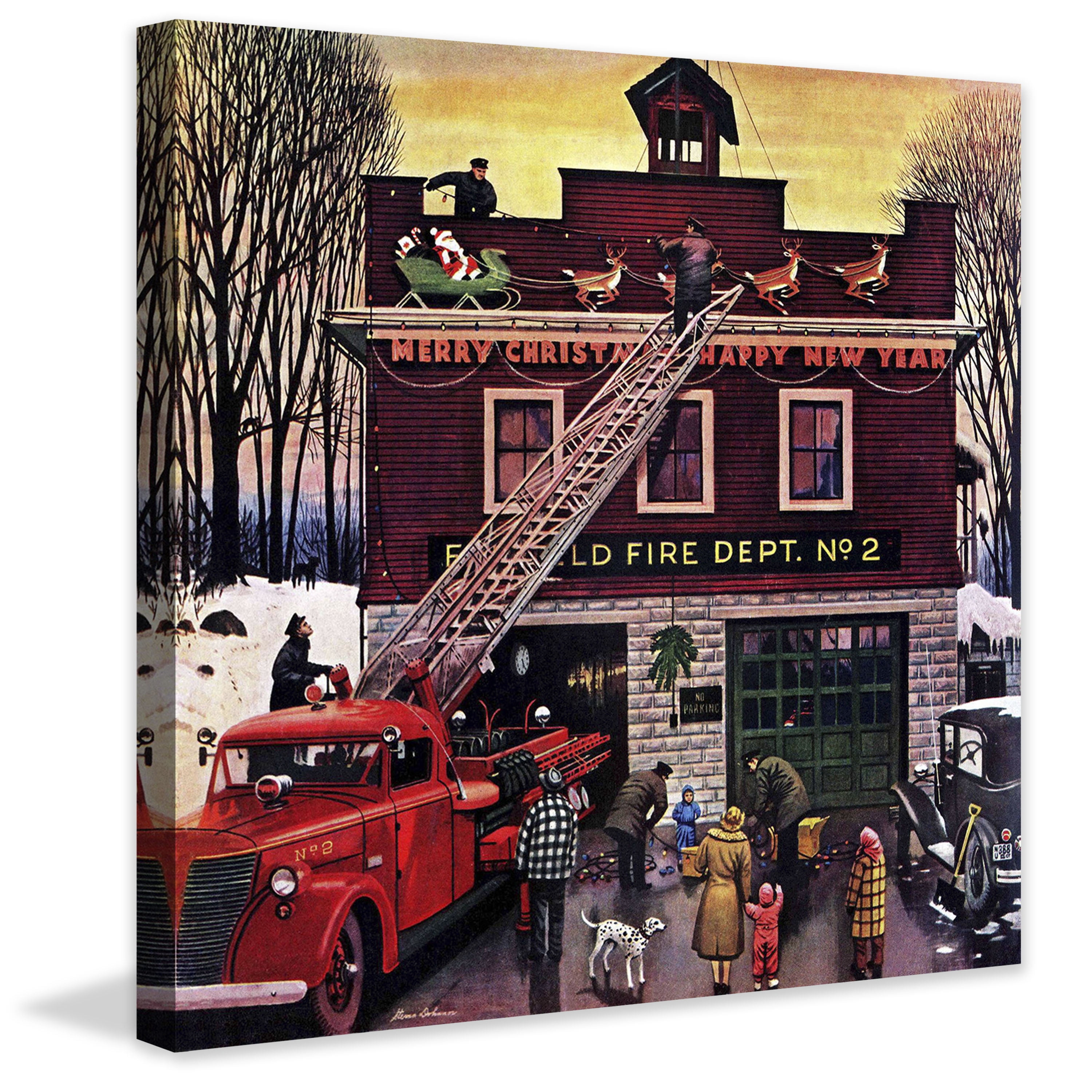 Marmont Hill "Christmas at the Fire Station" by Stevan Dohanos Painting Print on Canvas