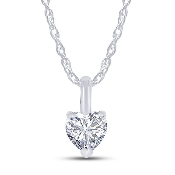 AFFY 925 Sterling Silver 14K White Gold Plated 6MM Heart Moissanite Diamond Solitaire Pendant Necklace for Women