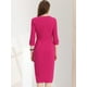 thumbnail image 4 of Vestido de tubo dividido elegante con cuello barco y mangas 3/4 para mujer Fushcia M, 4 of 6