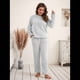 thumbnail image 4 of Pijama de 2 Piezas para Mujer, Conjunto de Ropa de Estar por Casa, Suéter de Punto, Cuello Redondo, Larga, Conjuntos Peludos Gris M, 4 of 8