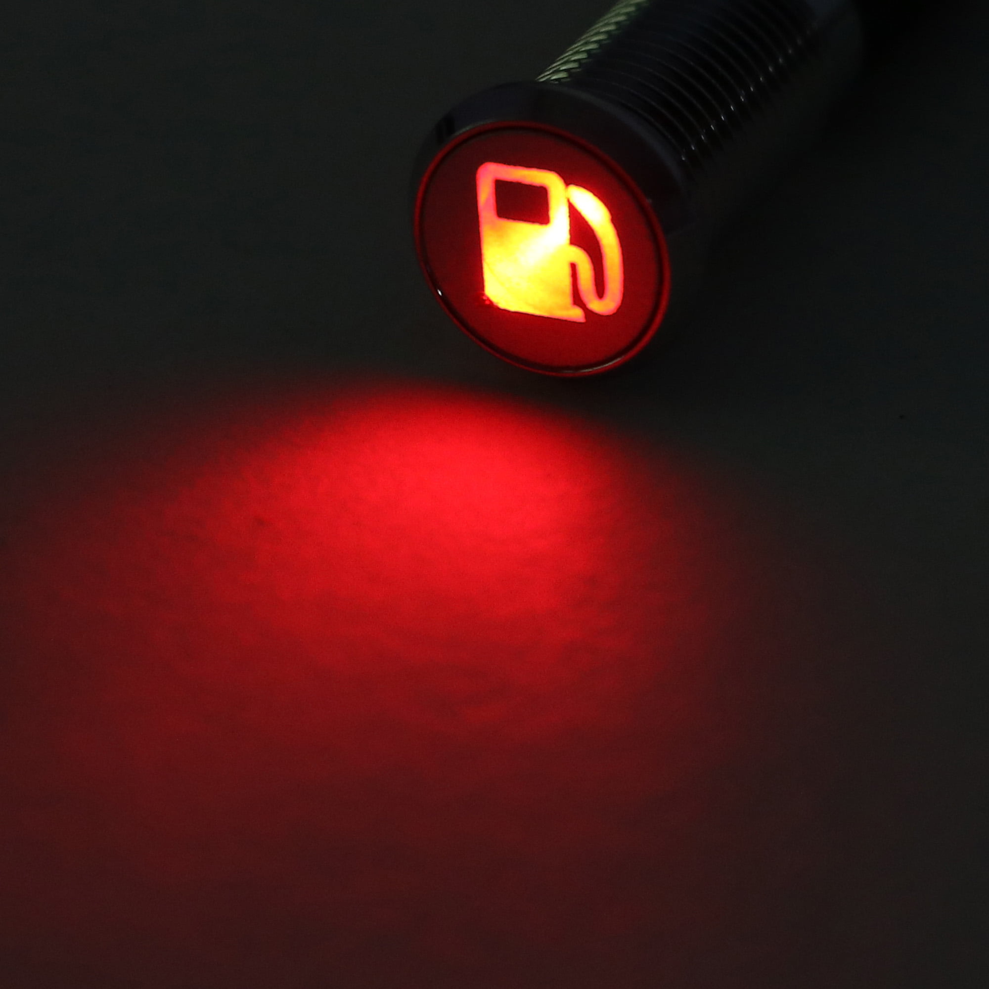 Signal Indicator Light DC 12V 8mm Red LED Metal Shell with Symbol Fuel Tank Cap 