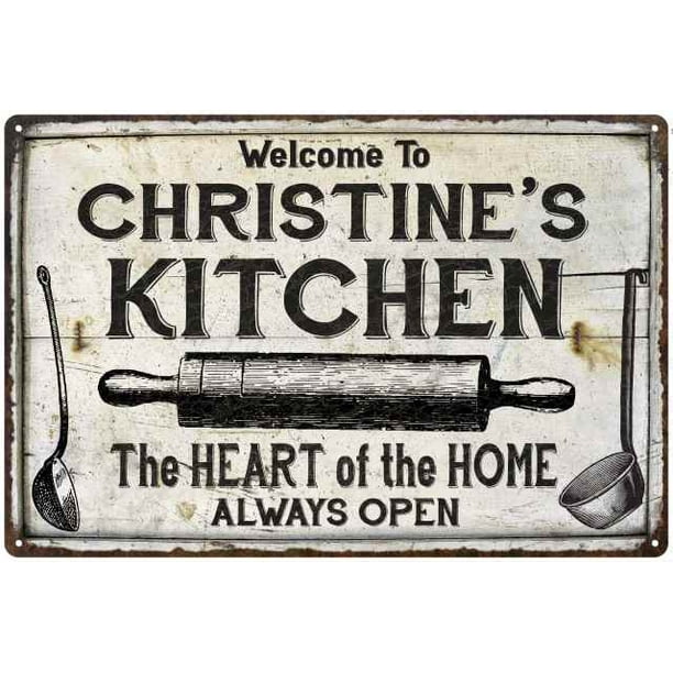 CHRISTINE'S Kitchen Farmhouse Sign Gift 8x12 Metal 208120033046
