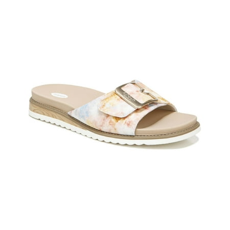 

DR SCHOLLS Womens Orange Buckle Accent Cushioned Originalist 2 Round Toe Wedge Slip On Slide Sandals 9.5 M