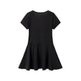 thumbnail image 3 of SONXAHE Dress for Toddler Girl Short Sleeve Round Neck Pleated Dresses Solid Summer Soft Leisure Swing Dress Black, 3 of 8