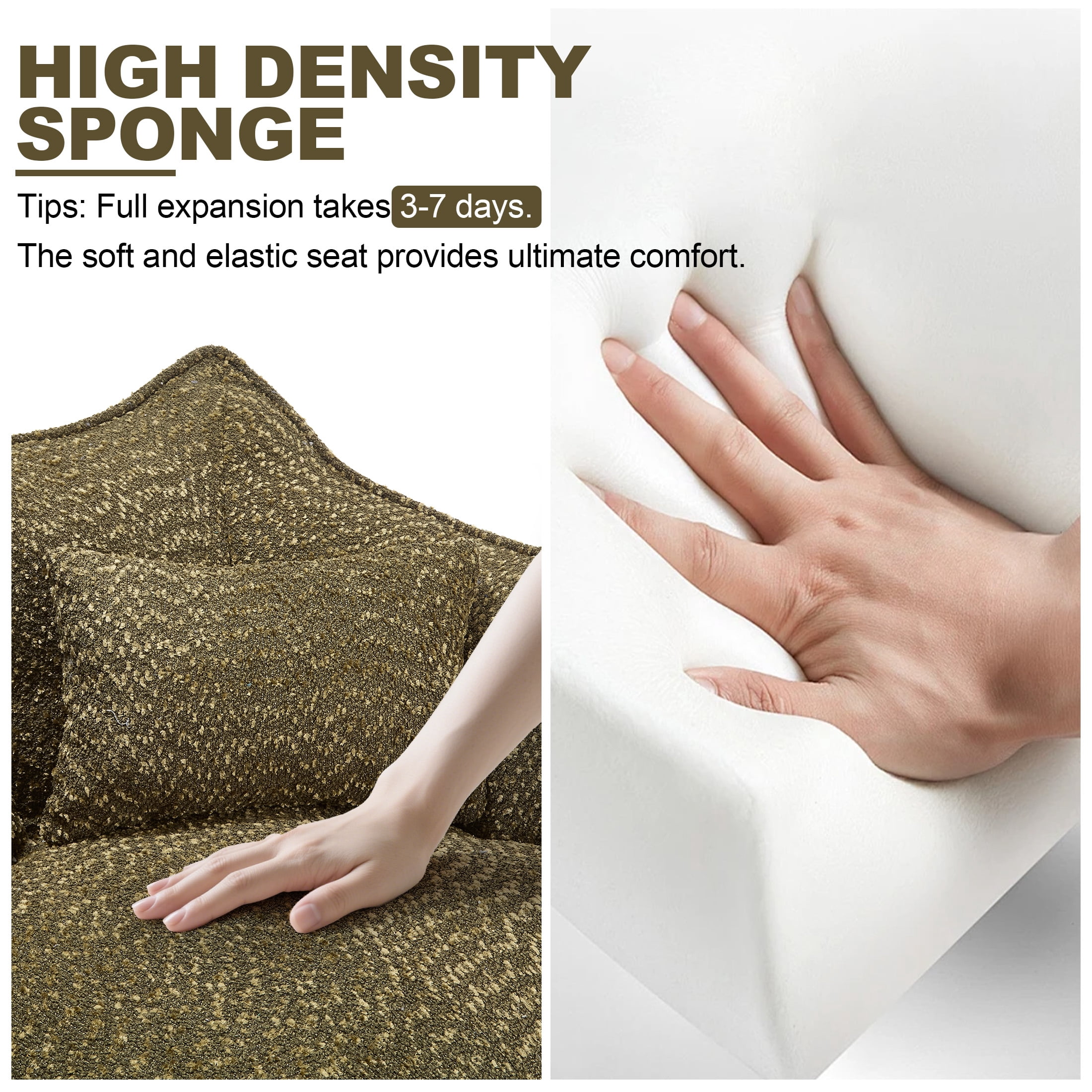 Aukfa Cloud Comfy Sofa, 24.4" Deep Seat Loveseat Couch for Living Room, No Assemble,Chenille,Oliver Green