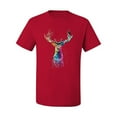 thumbnail image 2 of Wild Bobby, Colorful Paint Splatter Deer Head, Animal Lover, Men's Graphic Tees, Red, Small, 2 of 3