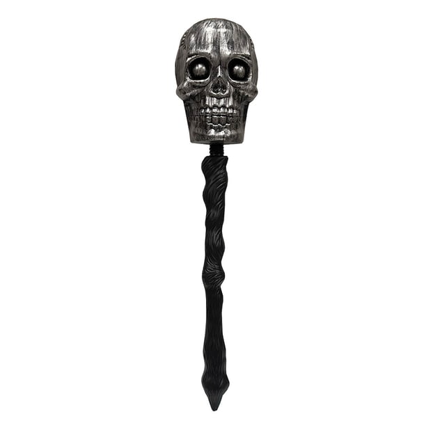 Inteprter Bastón de calavera para Halloween, disfraz de puesta en escena, decoración, bastón para caminar, accesorios de vestir exquisitos e Kits de decoración para fiestas Plata Inteprter HA068757-01