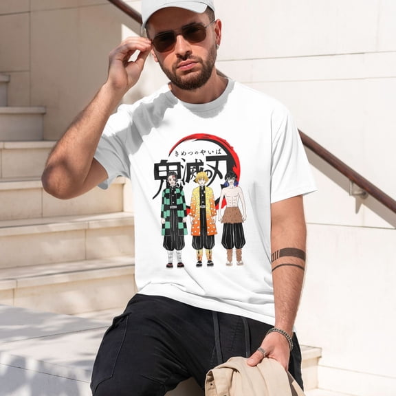 Demon Slayer Shirt Mens Shirts Anime Print T-Shirts Cosplay Shirts Fashion Casual Shirt -Small