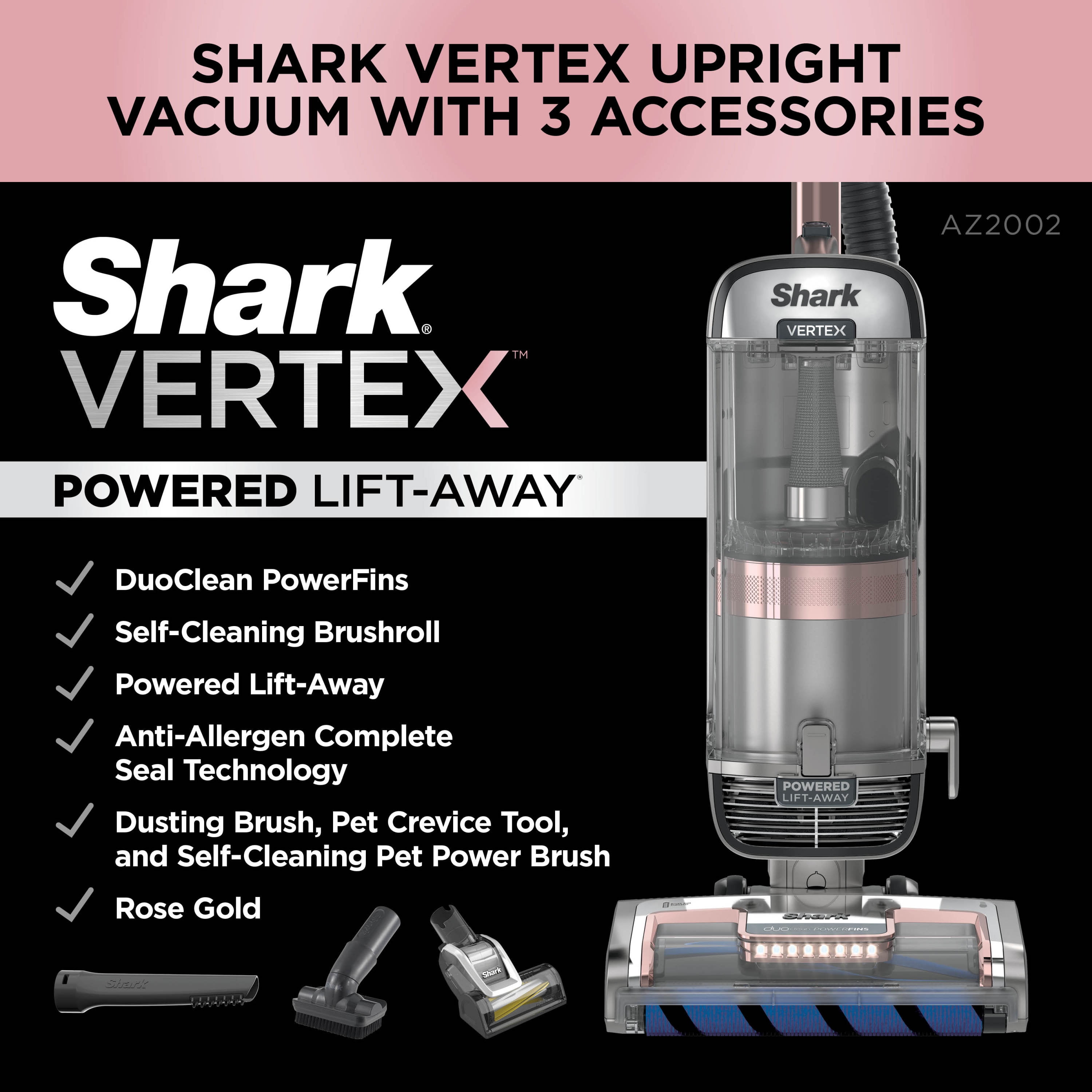 Shark Vertex DuoClean PowerFin Upright Vacuum Powered Lift Away Self Cleaning Brushroll
