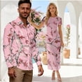 thumbnail image 2 of Psesaysky Couple Matching Clothes Vacation Tropical Sets for Couples Hawaiian Luau Outfit Pink Camo Print Dress Shirts for Men,Womens Short Sleeve Bodycon Maxi Dress for Travel, 2 of 6
