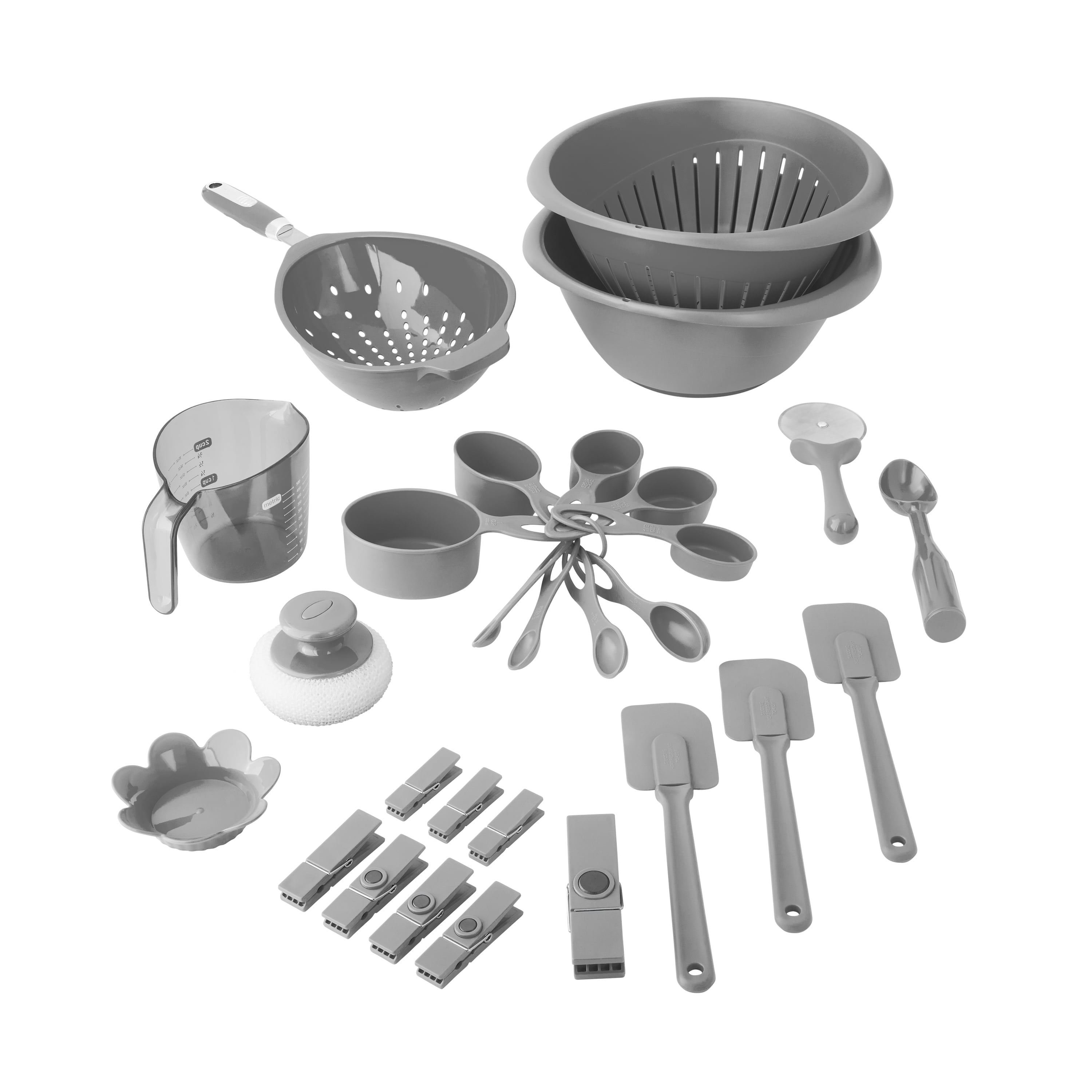 Mainstays BacktoSchool Starter 28Piece Kitchen Gadget Set, Gray
