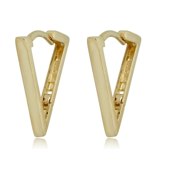 AVORA 10K Yellow Gold Triangle Huggie Hoop Earrings