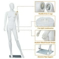 thumbnail image 5 of Kinbor 69Inch Full Body Female Mannequin Dress Form Adjustable with Metal Base for Retail Clothing Shops White, 5 of 10