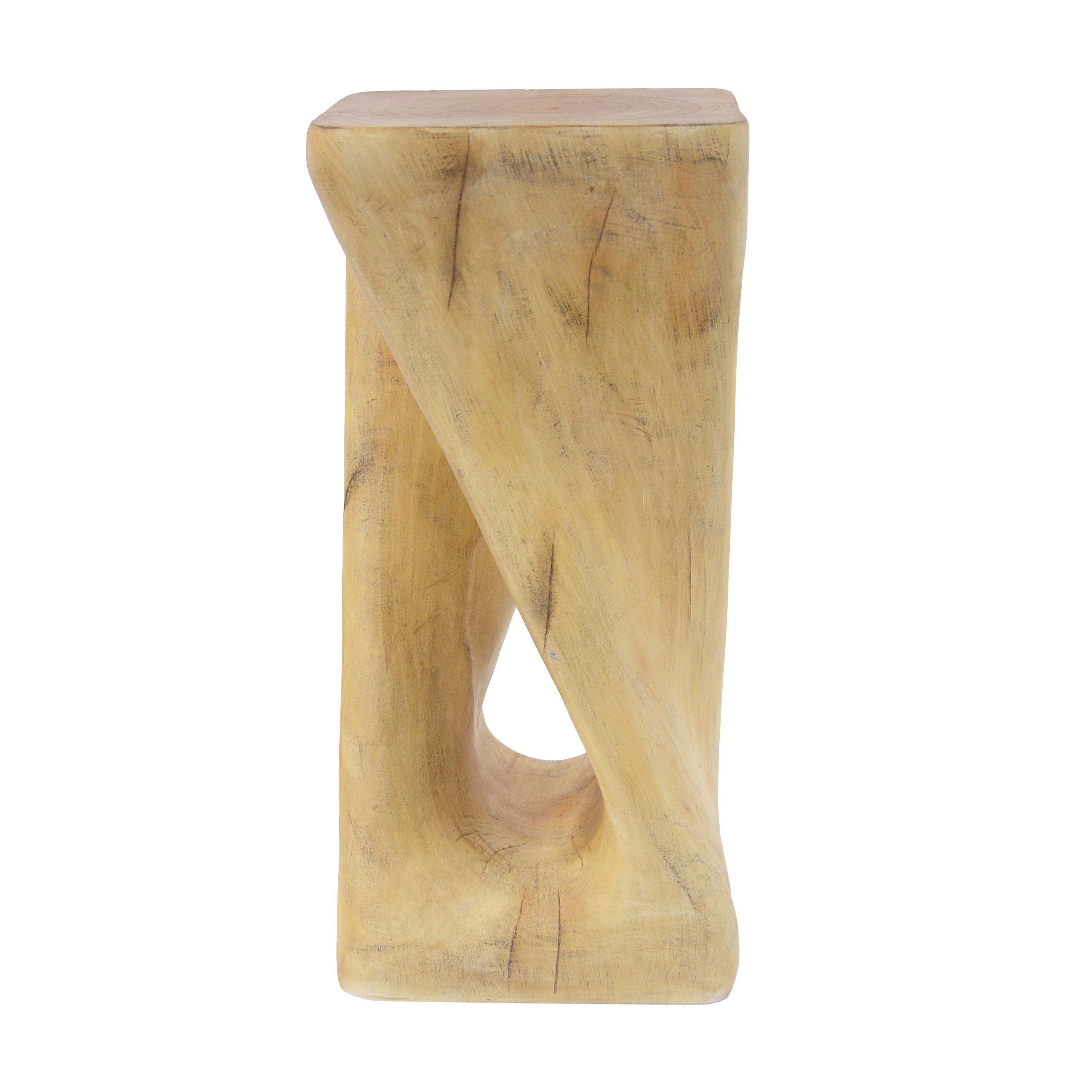 Twist Shape Side Table, Outdoor Lightweight Concrete End Table for Patio Balcony Garden, Natural Color