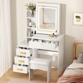 thumbnail image 1 of StarBay Luxury Glam Sliding Mirror Vanity Desk Adjustable Lighted Makeup Table, Bedroom Dressing Table Hidden Storage & Minimalist Dresser Design, 1 of 11