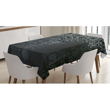 

Ambesonne Dark Grey Tablecloth Rectangular Table Cover Vintage Damask 60 x90 Dimgrey Black Brown
