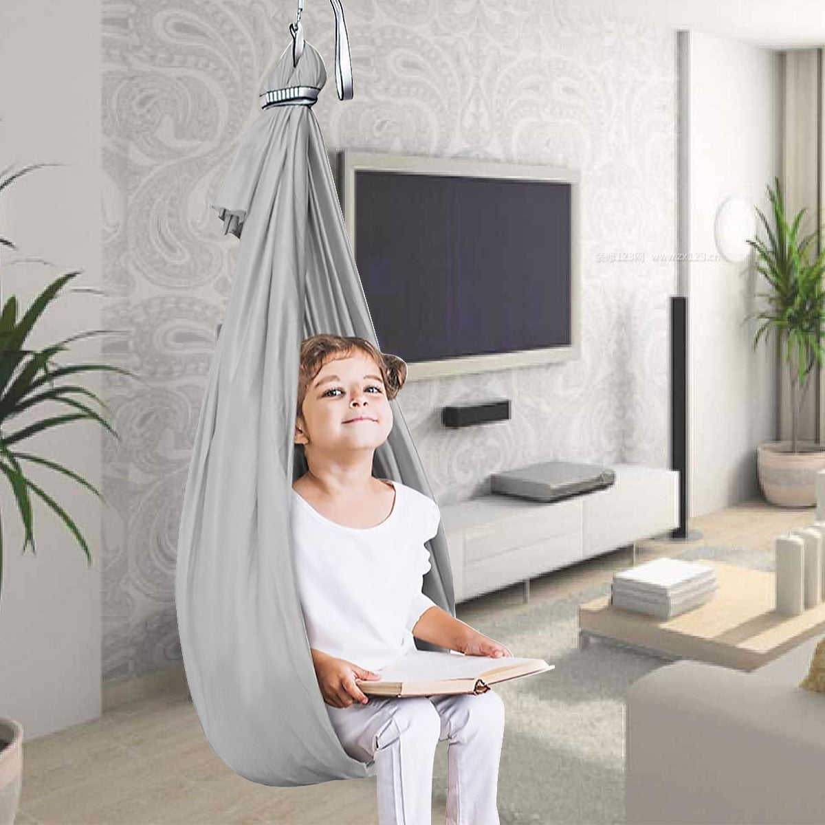 Somnr Kids Sensory Hammock - Therapy Swing for Autism & ADHD, Indoor/Outdoor Use (Gray)