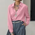thumbnail image 2 of VEKDONE Women's Work Shirts Long Sleeve Button Lapel Blouse Solid Color Basic Business Office Shirt Fall Loose Lightweight Elegant Blouses, 2 of 6