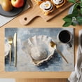 thumbnail image 2 of Abstract Seashells Placemats Set of 12 Coastal Nautical Modern Oil Painting Place Mats Indoor Wipeable Table Mats Washable Cloth Dining Table Placemats for Kitchen Holiday Party Home Decor 13x19 Inch, 2 of 9