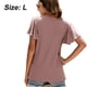 thumbnail image 2 of Camiseta de mujer Top informal con manga con volantes y cintura hueca （Rojo oscuro）, 2 of 6