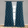 thumbnail image 5 of Ambesonne Orange Blue Curtains, Oriental Flower Petals, Pair of 28"x95", Night Blue Multicolor, 5 of 5