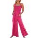 thumbnail image 1 of Sunloudy - Mono informal con cuello cuadrado para mujer, a la moda, color sólido/estampado, sin mangas, con pernera ancha Sunloudy  S, M, L, XL, 1 of 8