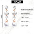 thumbnail image 4 of APSVO 18K Rose Gold Plated Drop Earrings for Women Pearl CZ Lightweight Hypoallergenic Post Dangle Earrings Wedding Birthday Prom Graduation Jewelry Gifts Teen Mom Her Bride Bridesmaid Wife Adults, 4 of 8