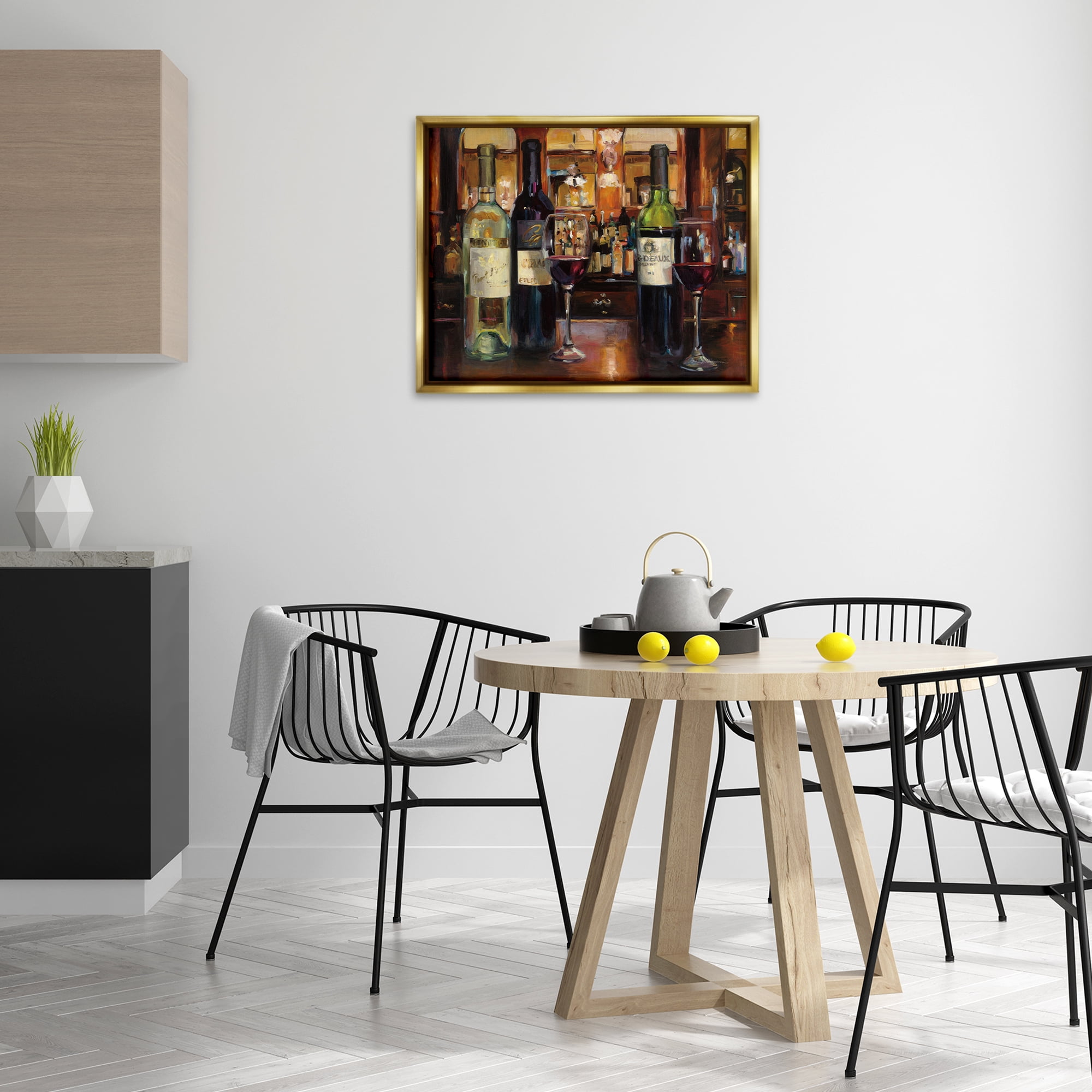 Stupell Industries Reflection of Wine Bottles Food & Beverage Painting Gold Floater Framed Canvas Art Print Wall Art, 31 x 25