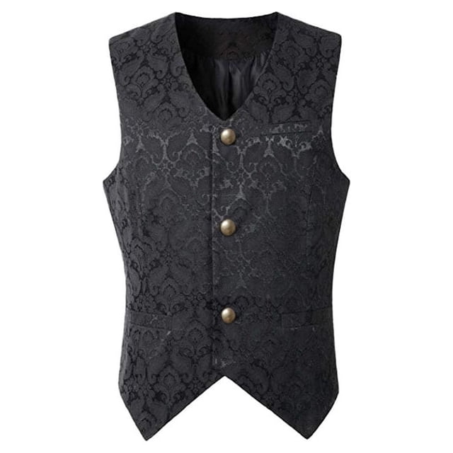 Sonducket Chaleco de estilo Medieval de Halloween, chaleco de moda de Color sólido para hombre, traje gótico de fiesta, ropa, regalo de Abrigos y chamarras Negro XXXL