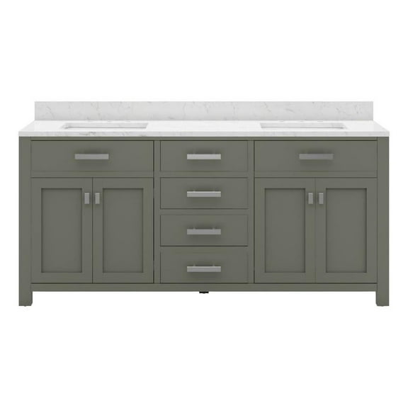 Water Creation Madison 72" Wood Double Bathroom Vanity in Glacial Green/White