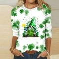thumbnail image 2 of lcziwo Chandails de la Saint-Patrick pour Femmes Haut à Imprimé Vert Trèfle Irlandais Graphique Manches 3/4 Hauts 2024 Printemps Blouses à Col Rond Tunique Porte-Bonheur T-Shirt Grande Taille,P-5TG m, 2 of 3