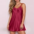 thumbnail image 2 of Mifelio Silk Pajamas for Women Nightwear Womens Sleepskirt Dress Underwear Nighte Plus Size Nightgowns Dresses for Women Wine Red XXL, 2 of 2