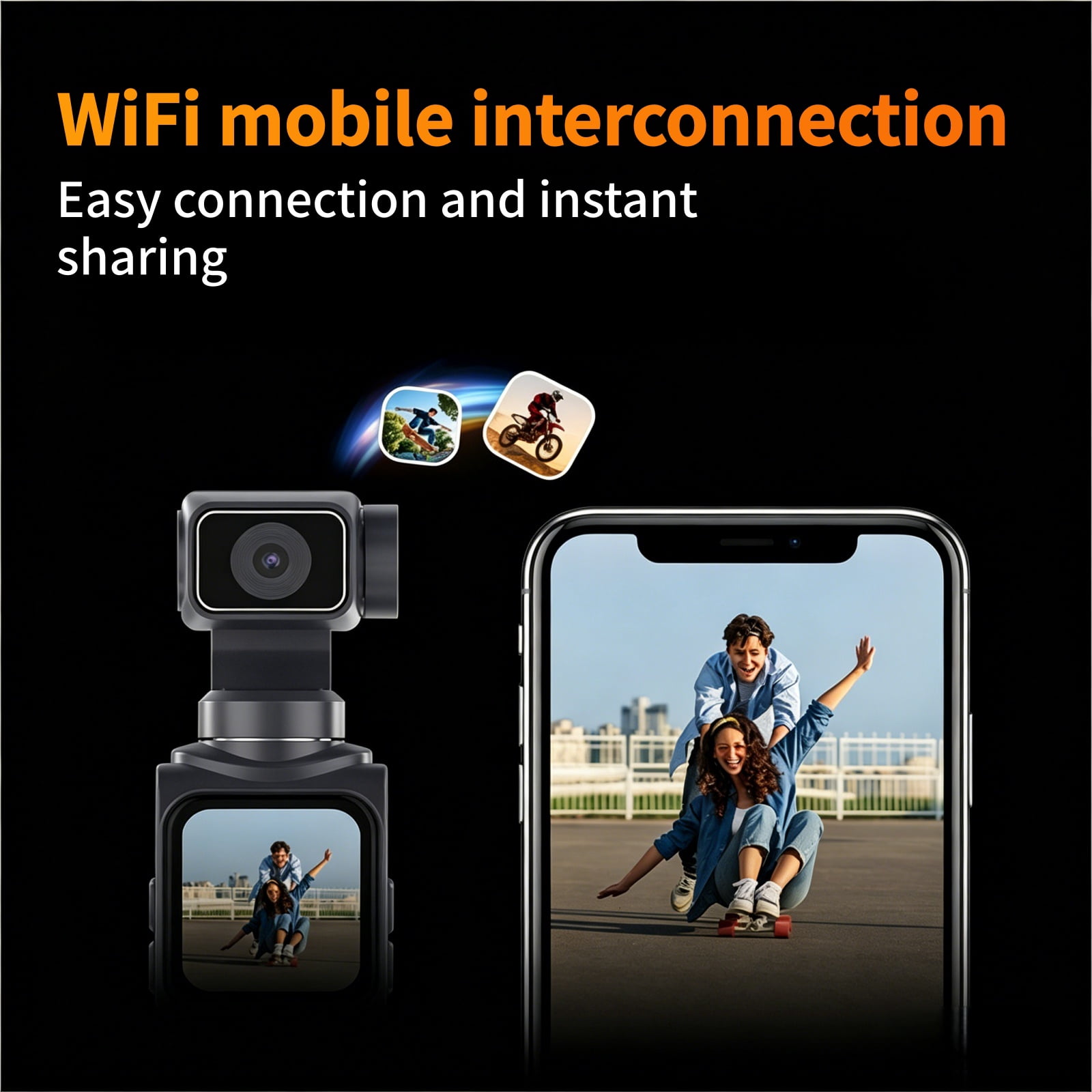 Ourlife Handheld Gimbal WIFI Camera 4K - 64MP Autofocus, 18x Zoom, Touchscreen, Face Tracking, Action Cam Travel Pocket Vlogging Camera with 64GB Card, Gunmetal